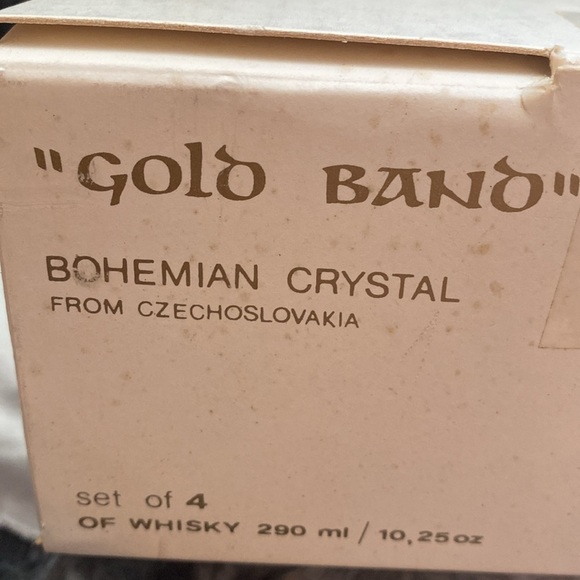 1980 Bohemiam Crysalex Geneva Old Fashion Gold Rim. Whiskey Low Ball Glasses - Picture 12 of 16